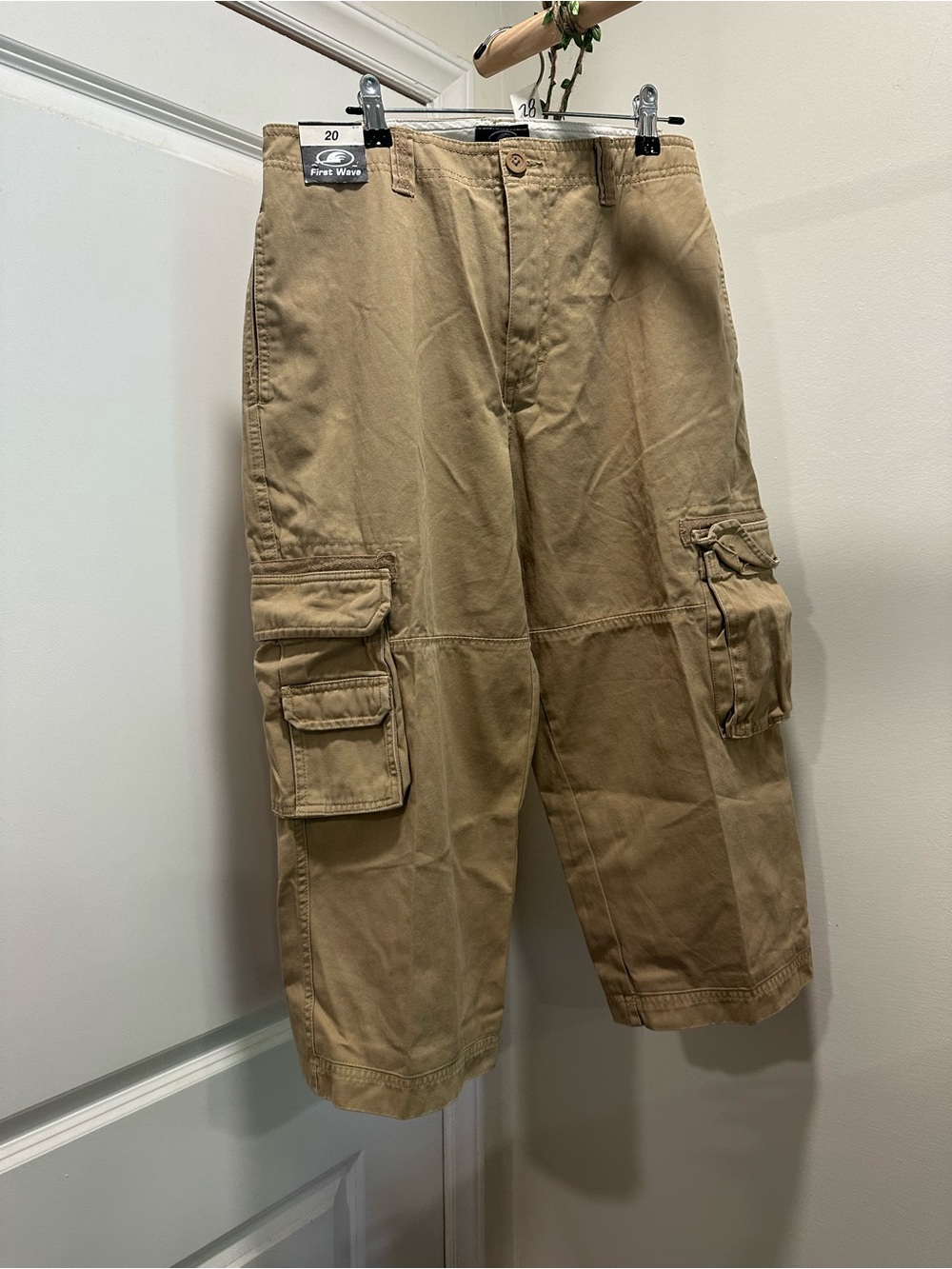 First Wave Tan Cotton Cargo Capris